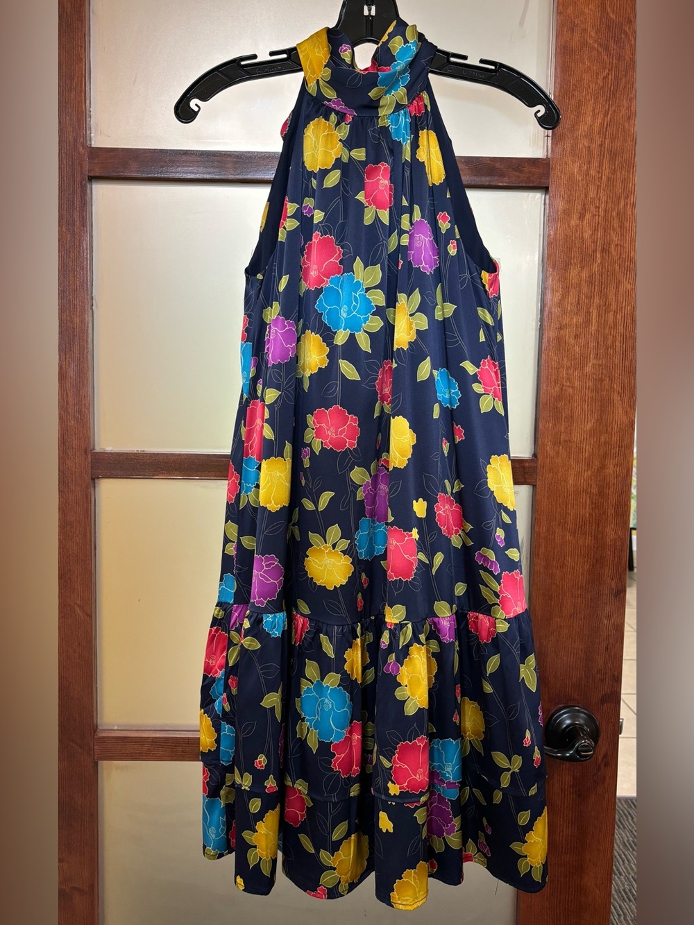 Flora Bea NYC Silk Mini Dress with Bright Floral Print